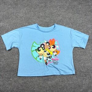 Justice Powerpuff Girls Shirt Womens M Justice Sleep Blue Graphic Crop ‎ Girls